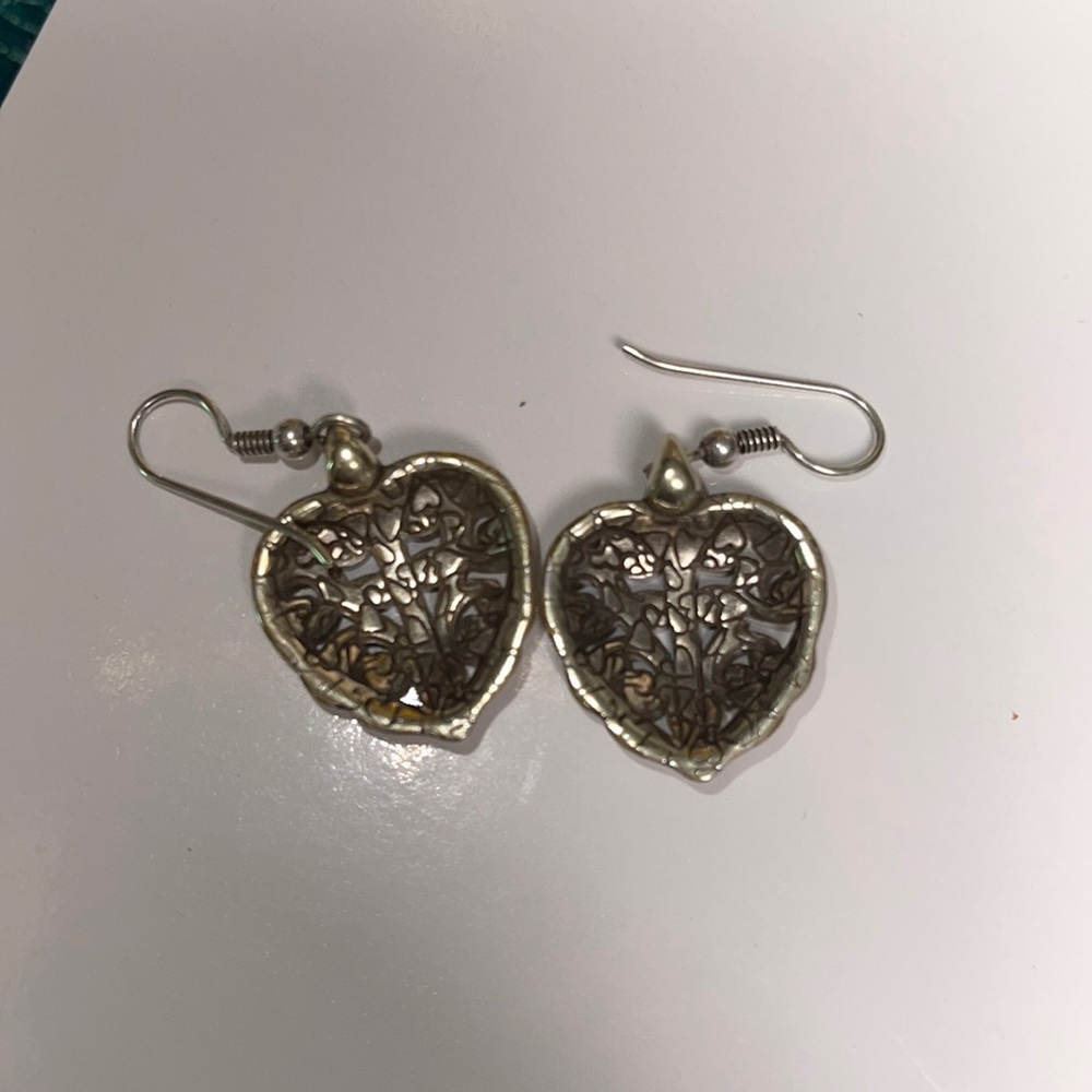 Brighton Silver Scroll Heart Dangle Earrings - image 3